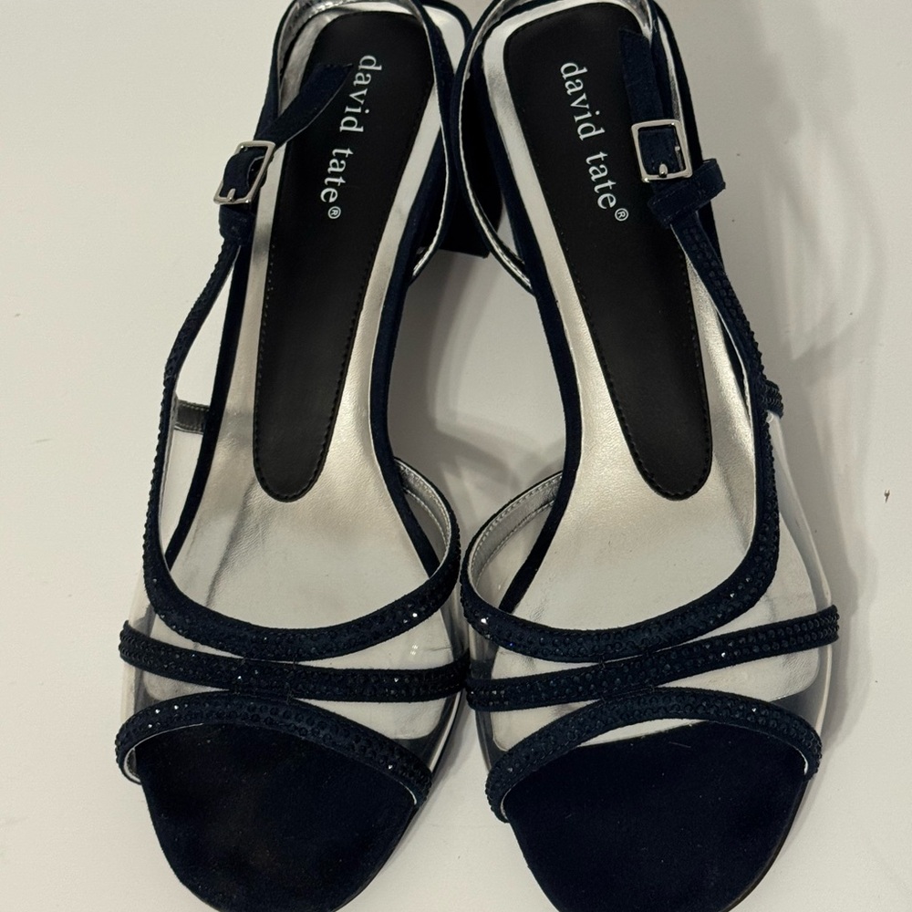 David Tate Wed Navy Nova Suede Bridal Bridesmaid Classic Wedding Heels - Picture 2 of 6